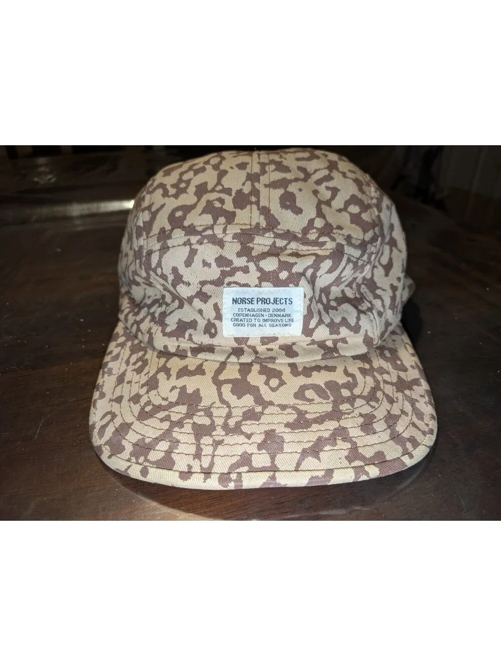 NORSE PROJECTS Brown Camo 5 PANEL CAP Preowned Hat HTD